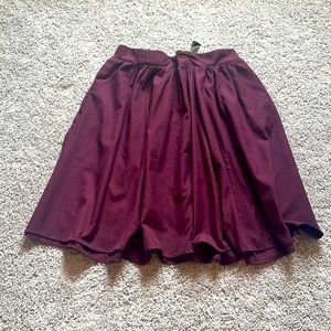 Burgundy Torrid Midi Skirt with Pockets